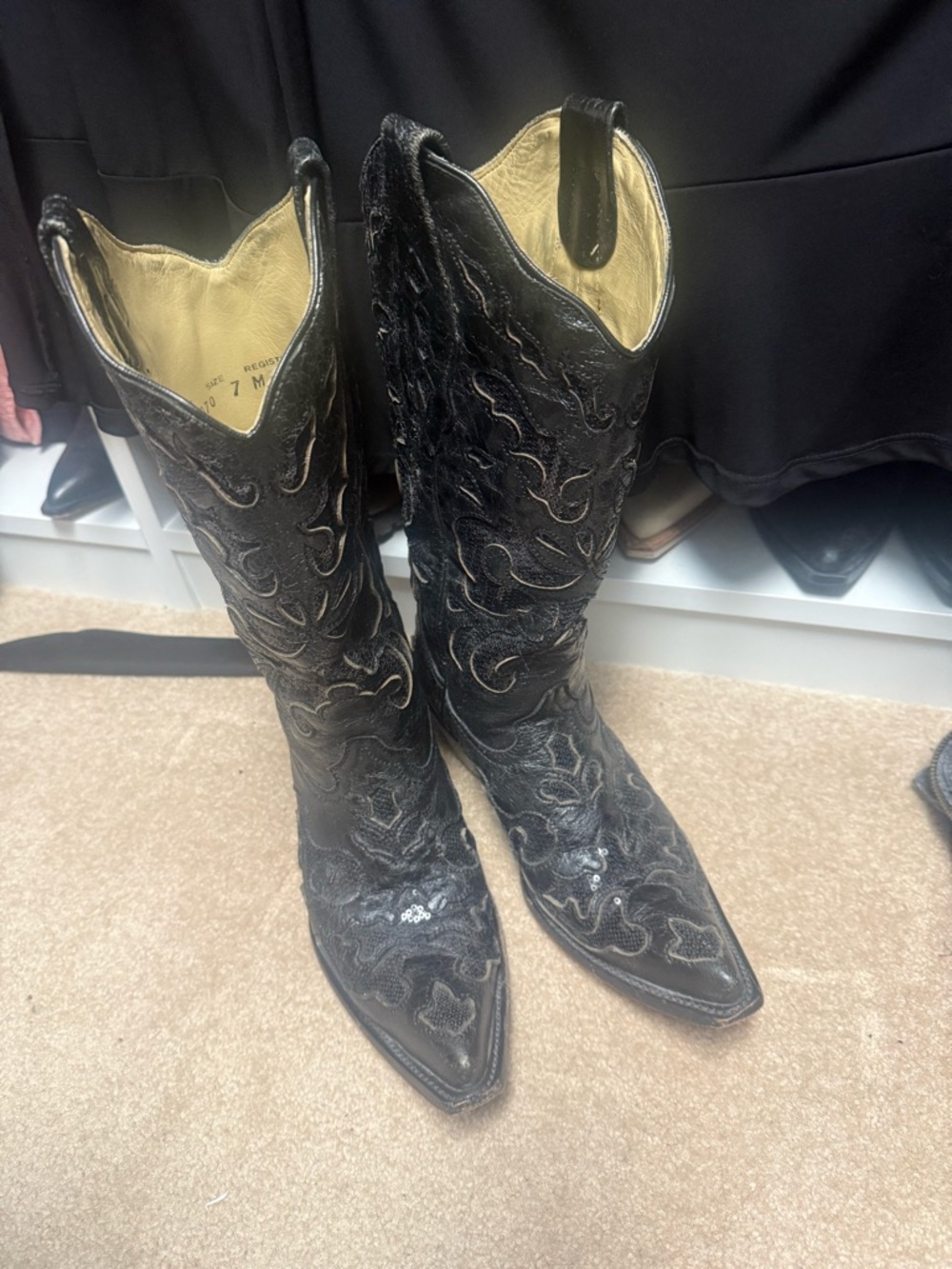 Women's Black Embroidered Western Knee-High Boots